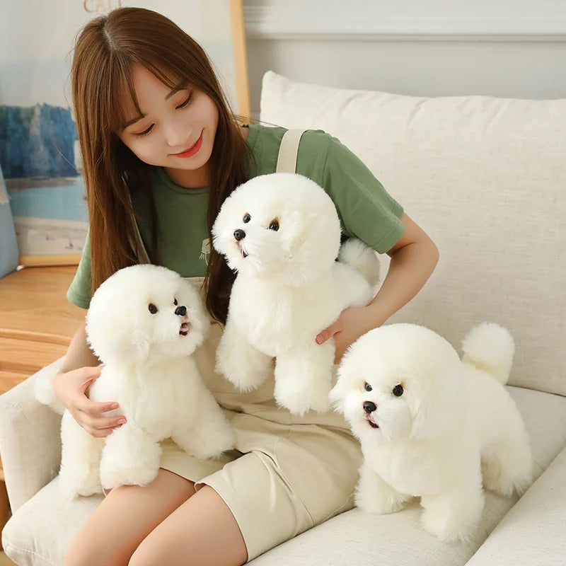 Simulation Bichon Frise Plush dog Toy Super Cute Likelife Pomeranian Stuffed Animals Birthday Puppy Pets toys for pet lovers