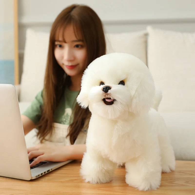 Simulation Bichon Frise Plush dog Toy Super Cute Likelife Pomeranian Stuffed Animals Birthday Puppy Pets toys for pet lovers