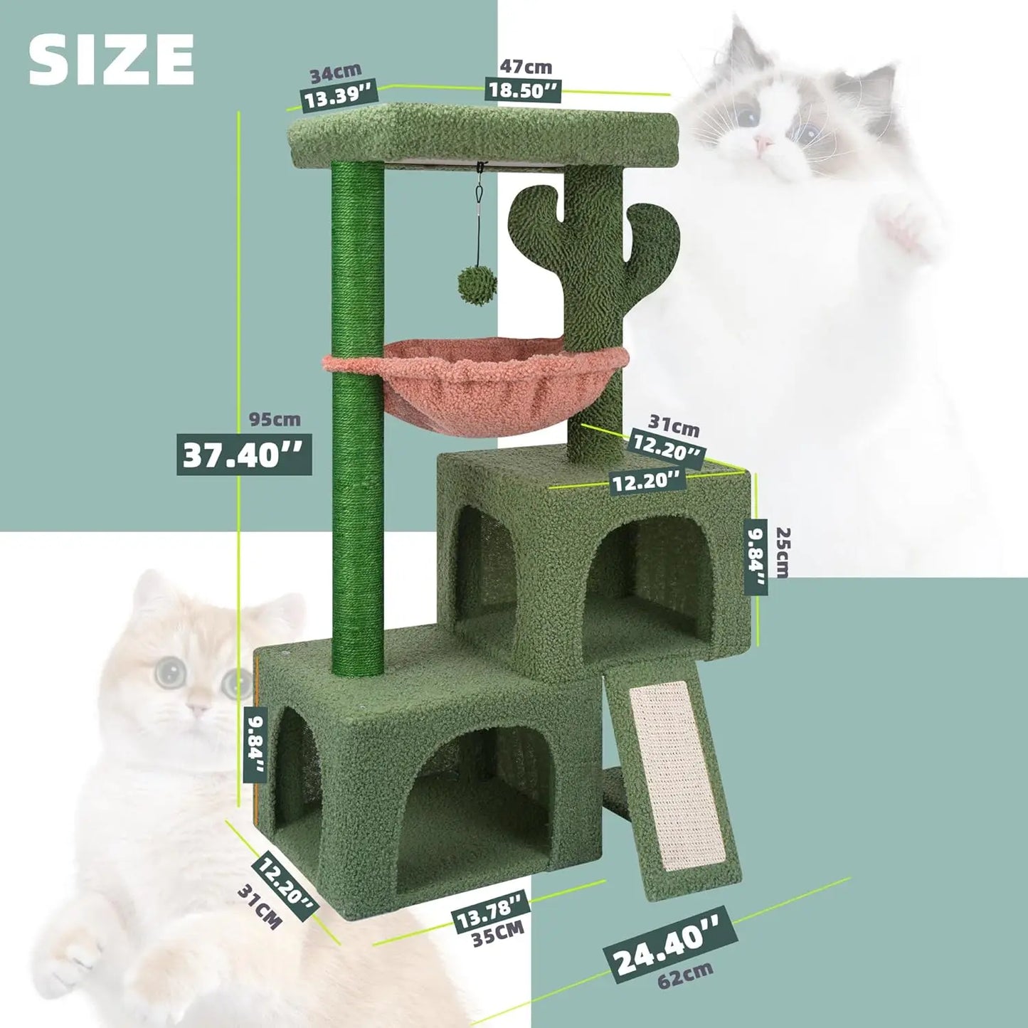 Cat Tree ,Tower wiCats, All-in-One Act Center with Cat Scratching Post Cozy Sleepth Twin Cat Condos for Indoor ivity