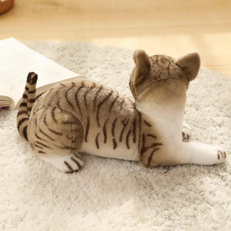 27/33/40CM Realistic Cartoon Simulation Cat Plush Toy Children's Soothing Companion Sleeping Flower Cat Doll Christmas Gifts
