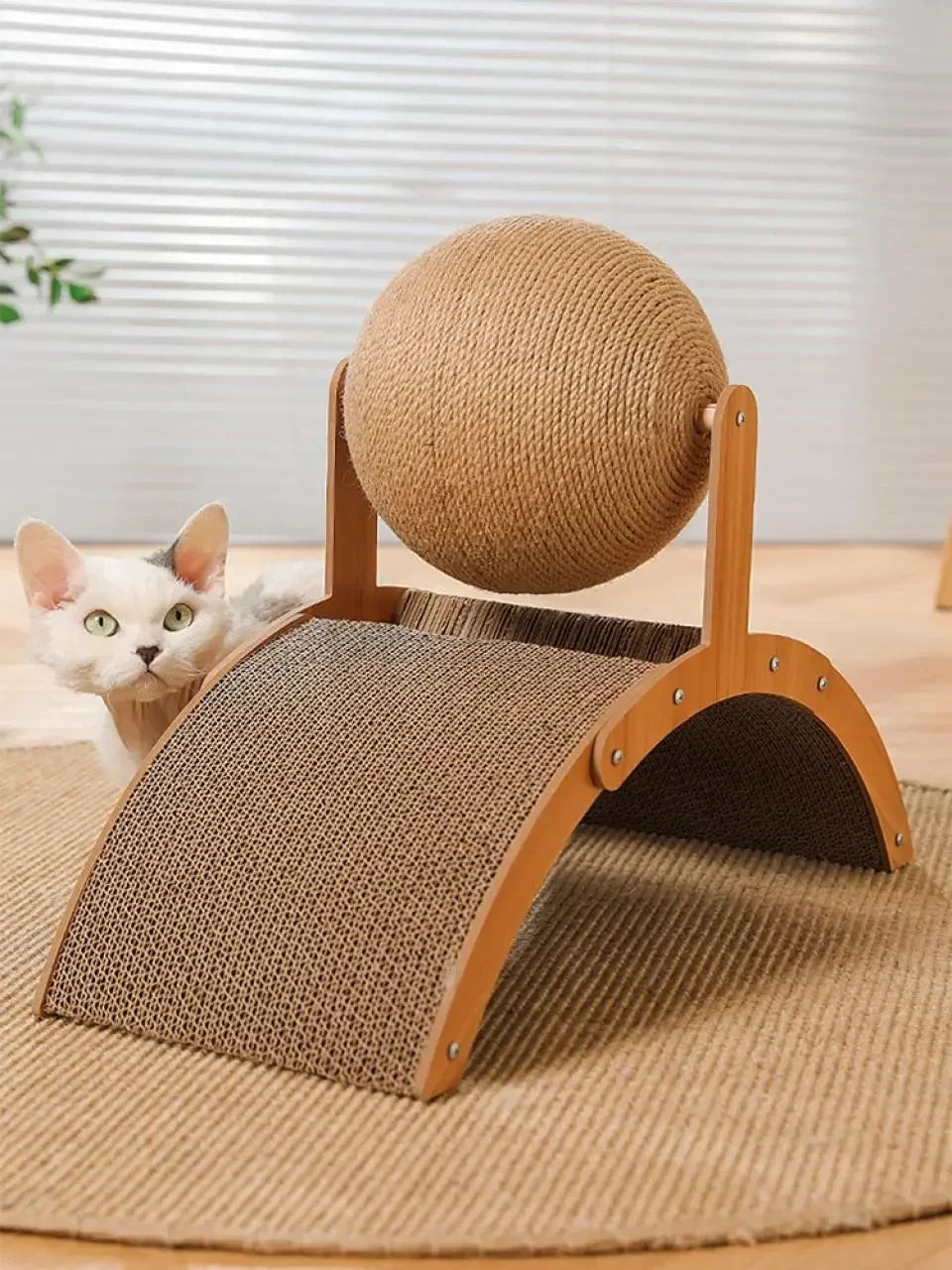 cratcisal Sh Board Wear-Resistant GriWooden Cat Scratching Ball 2 In 1 Cat Scratcher Snding Paw Toy Solid Wood Scraper for Cats