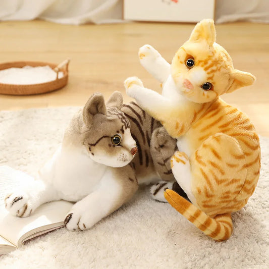27/33/40CM Realistic Cartoon Simulation Cat Plush Toy Children's Soothing Companion Sleeping Flower Cat Doll Christmas Gifts