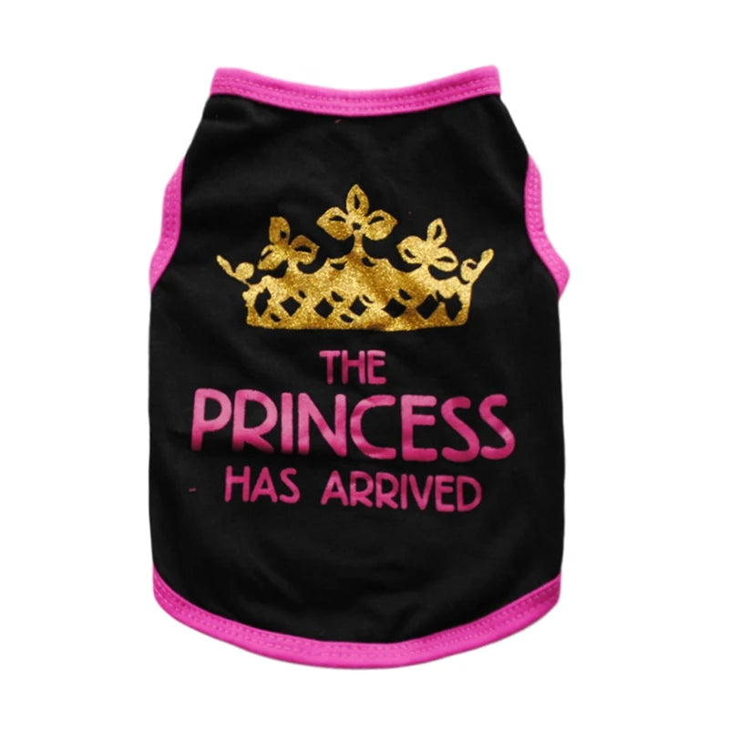 Summer Pet T-shirt Puppy Dog Clothes Crown Princess Letter Printed Cat Vest Cotton T Shirt Pug Chihuahua Costumes for Small Dogs
