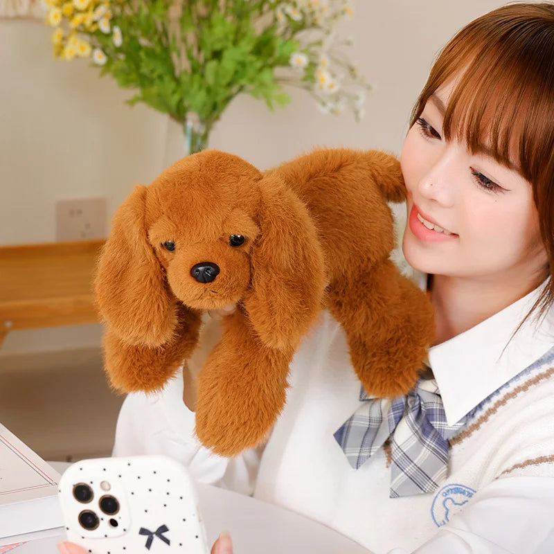 1Pc 30CM Cute Lying Dog Plush Toys Kawaii Pillow Stuffed Soft Black Puppy Dolls Lovely Dolls Birthday Gift