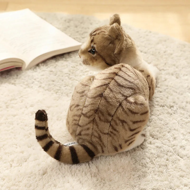 27/33/40CM Realistic Cartoon Simulation Cat Plush Toy Children's Soothing Companion Sleeping Flower Cat Doll Christmas Gifts