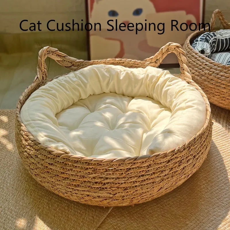 ne WovFour Seasons Universal Pure Handmade Vien Cat Nest Seasonal Warmth Pad Detachable Washable Winter Pet Supplies Accessories