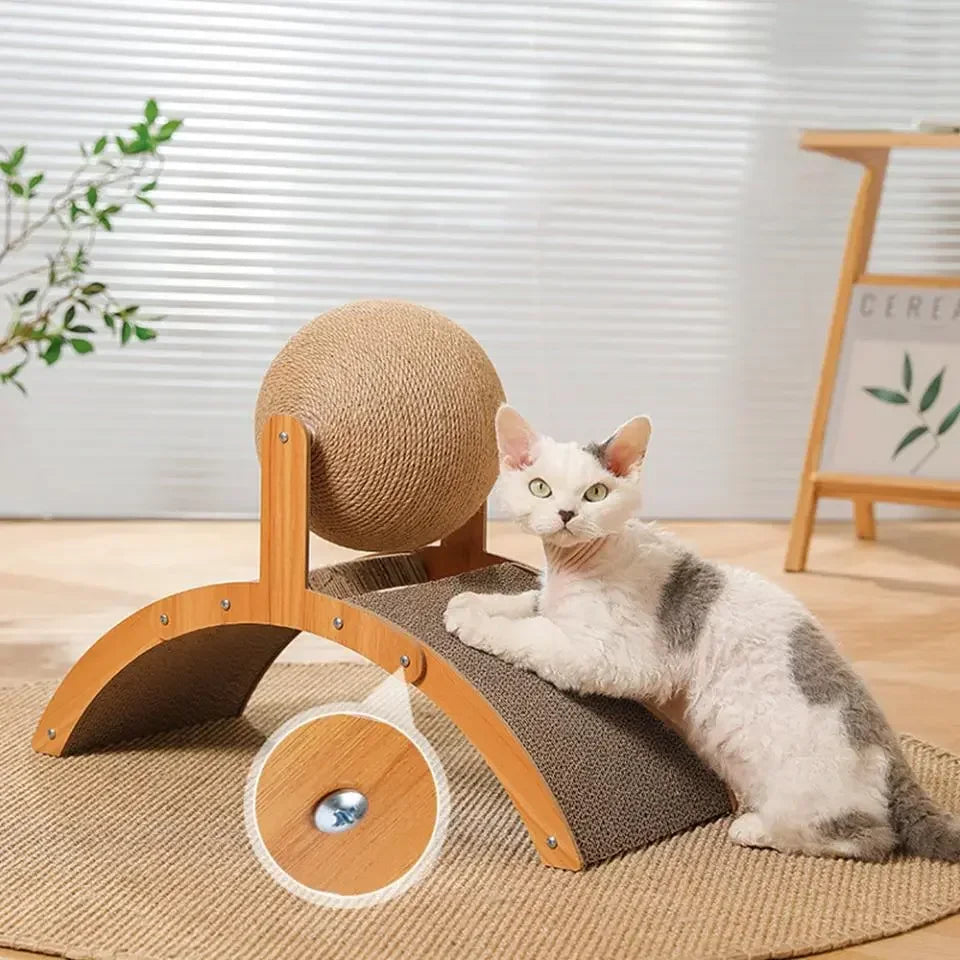 cratcisal Sh Board Wear-Resistant GriWooden Cat Scratching Ball 2 In 1 Cat Scratcher Snding Paw Toy Solid Wood Scraper for Cats
