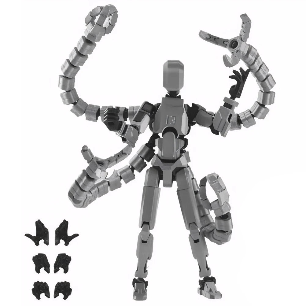 T13 3D Printed Action Figure with Multiple Accessories Full Body Mechanical Movable Toy Assembly Completed Action Figure Dummy