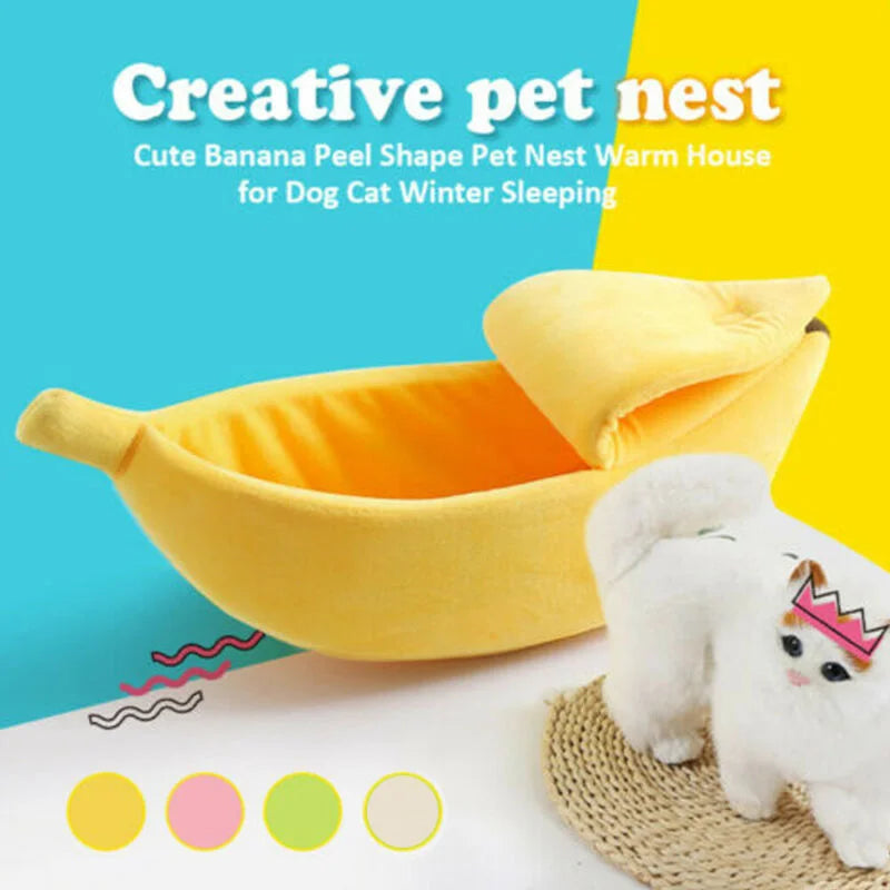Banana Cat Bed House Funny Cute Cozy Cat Ma Betds Warm Durable Portable Pet Basket Kennel Dog Cushion Cat Supplies Multicolor