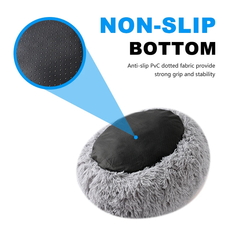 50-100cm Calming Donut Bed For Dog and Cat,Super Soft Plush Pet Cat Beds, Cute Fluffy Round Pet Bed Non-Slip Washable