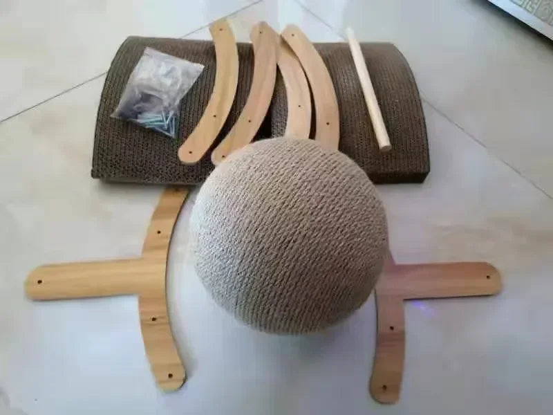cratcisal Sh Board Wear-Resistant GriWooden Cat Scratching Ball 2 In 1 Cat Scratcher Snding Paw Toy Solid Wood Scraper for Cats