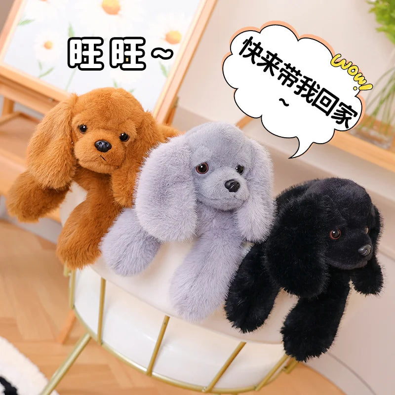1Pc 30CM Cute Lying Dog Plush Toys Kawaii Pillow Stuffed Soft Black Puppy Dolls Lovely Dolls Birthday Gift