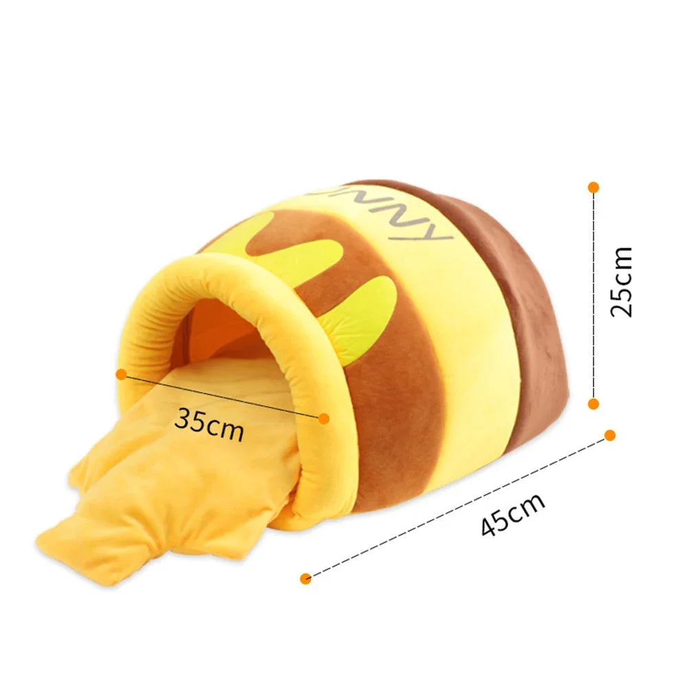 Cat Bed House Removable Plush Mat Cats Four Seasons Cushioen Baskt Honey Jar Shape Machine Washable Pet Accessories