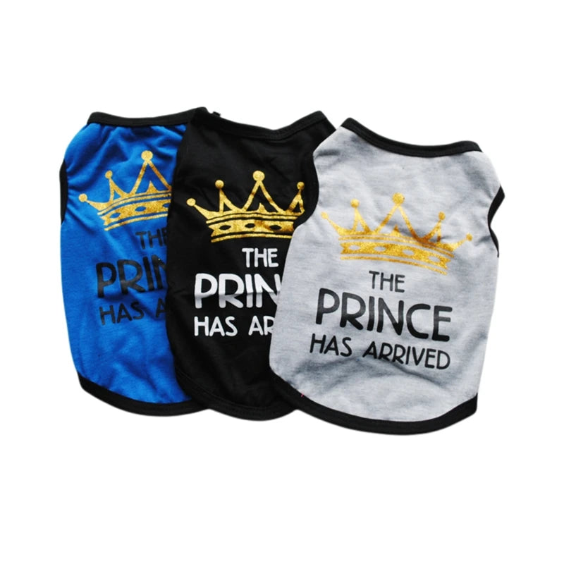 Summer Pet T-shirt Puppy Dog Clothes Crown Princess Letter Printed Cat Vest Cotton T Shirt Pug Chihuahua Costumes for Small Dogs
