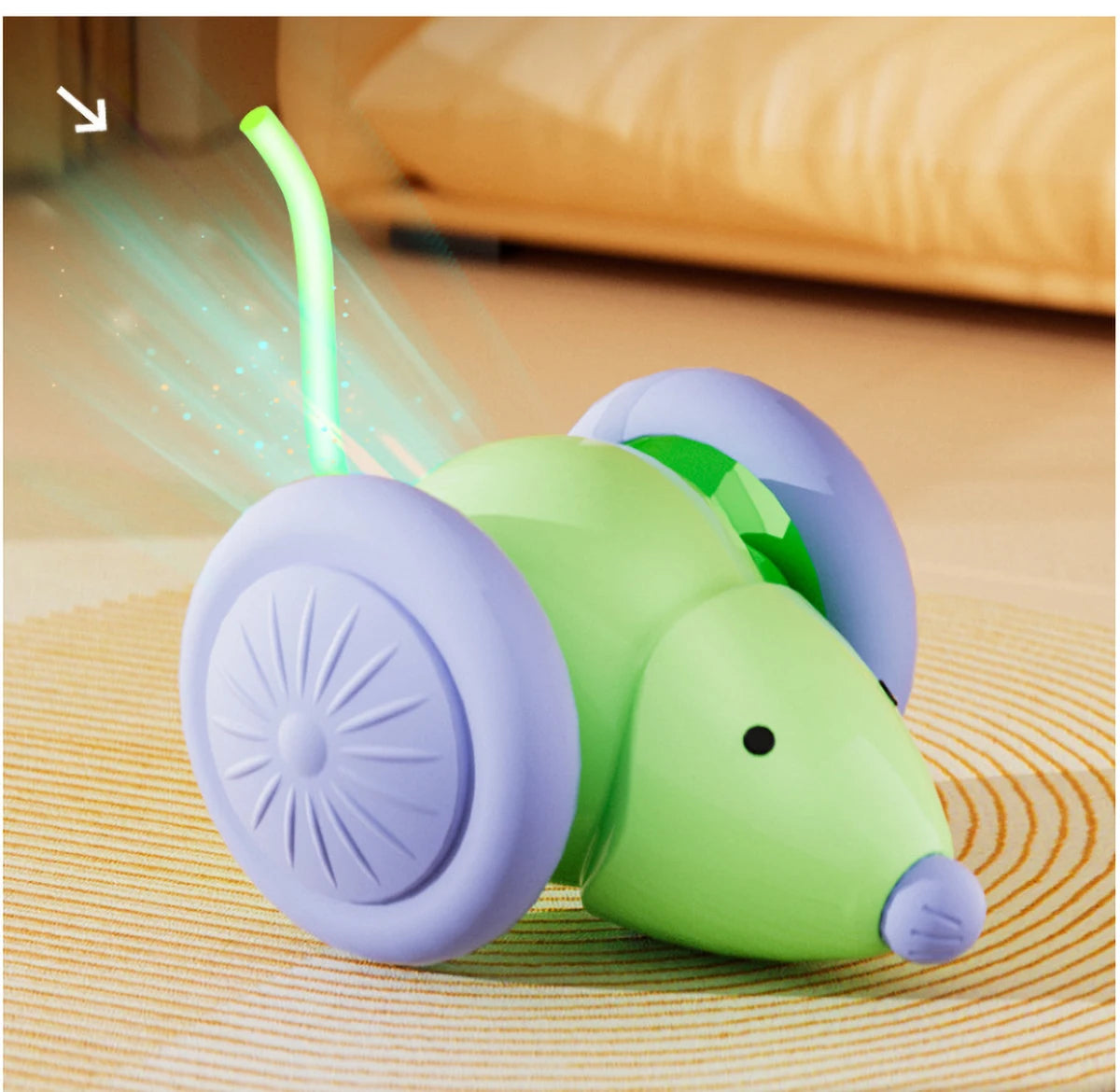 Inetlligent Electric Mouse Cat Toy for Interactive Playtime with Obstacle Avoidance Silent Charging 1.5H Battery Life