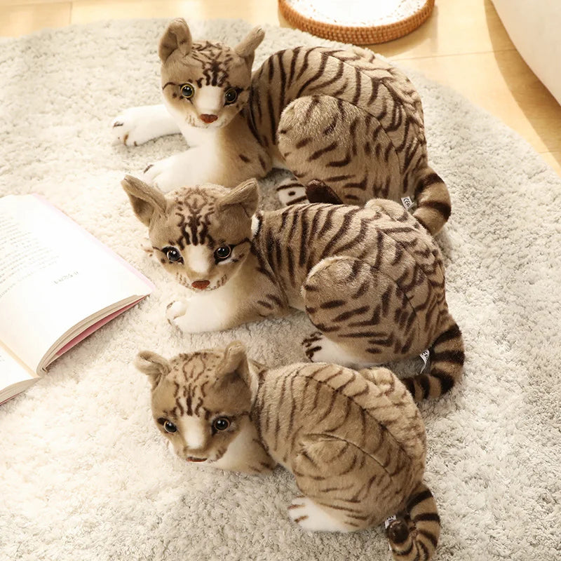 27/33/40CM Realistic Cartoon Simulation Cat Plush Toy Children's Soothing Companion Sleeping Flower Cat Doll Christmas Gifts