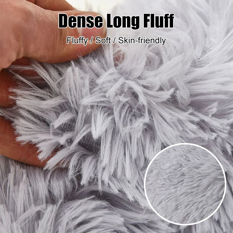 50-100cm Calming Donut Bed For Dog and Cat,Super Soft Plush Pet Cat Beds, Cute Fluffy Round Pet Bed Non-Slip Washable
