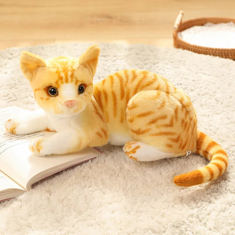 27/33/40CM Realistic Cartoon Simulation Cat Plush Toy Children's Soothing Companion Sleeping Flower Cat Doll Christmas Gifts
