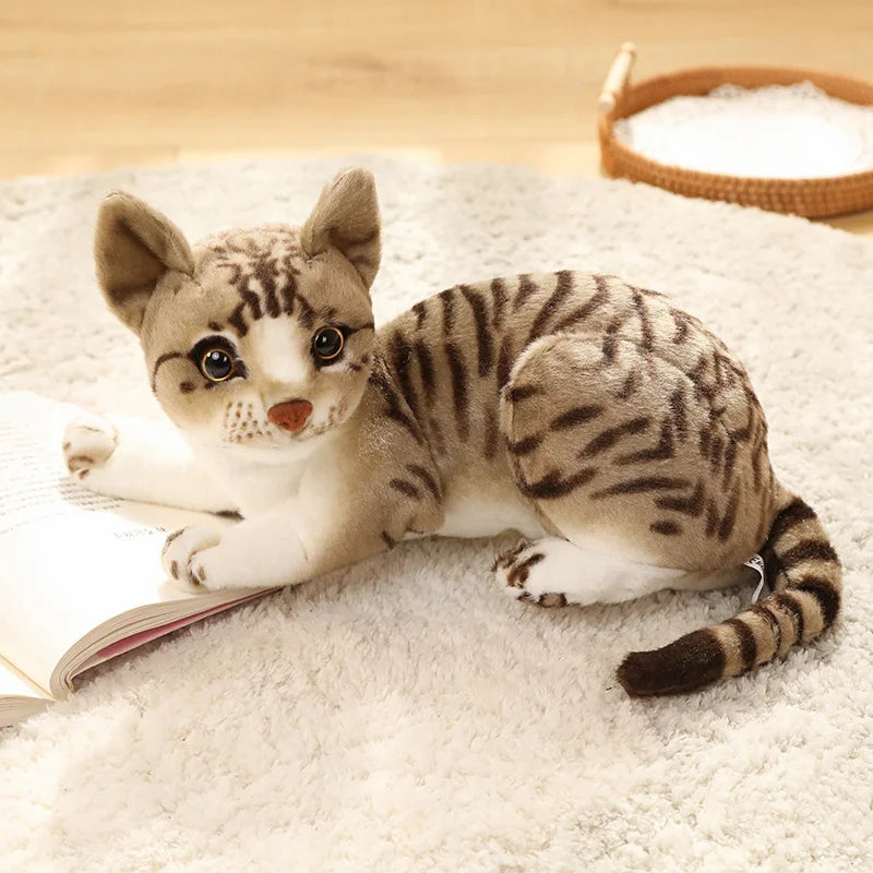 27/33/40CM Realistic Cartoon Simulation Cat Plush Toy Children's Soothing Companion Sleeping Flower Cat Doll Christmas Gifts