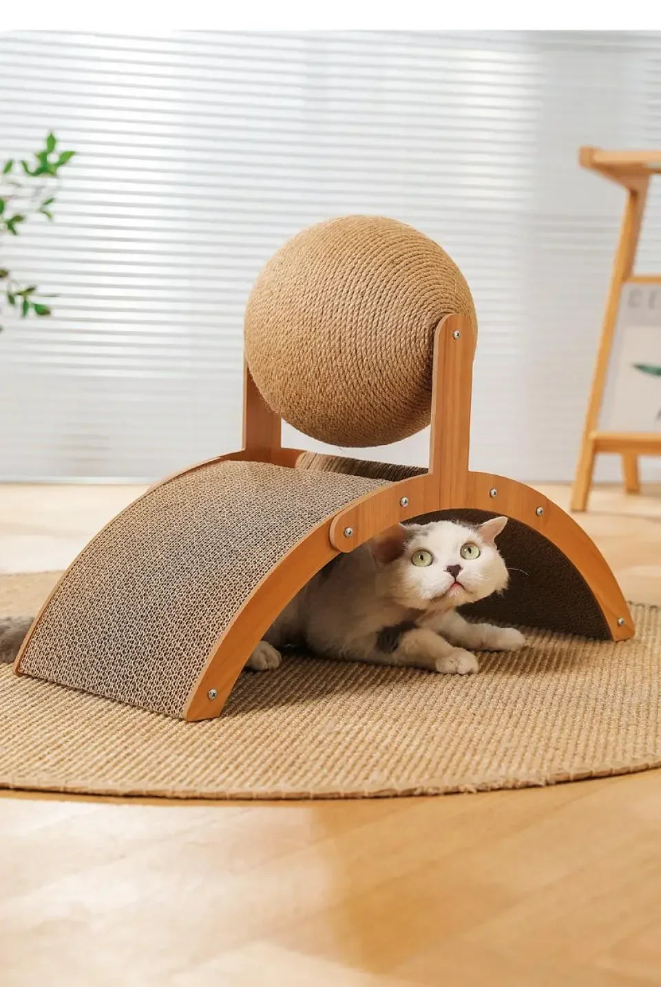 cratcisal Sh Board Wear-Resistant GriWooden Cat Scratching Ball 2 In 1 Cat Scratcher Snding Paw Toy Solid Wood Scraper for Cats