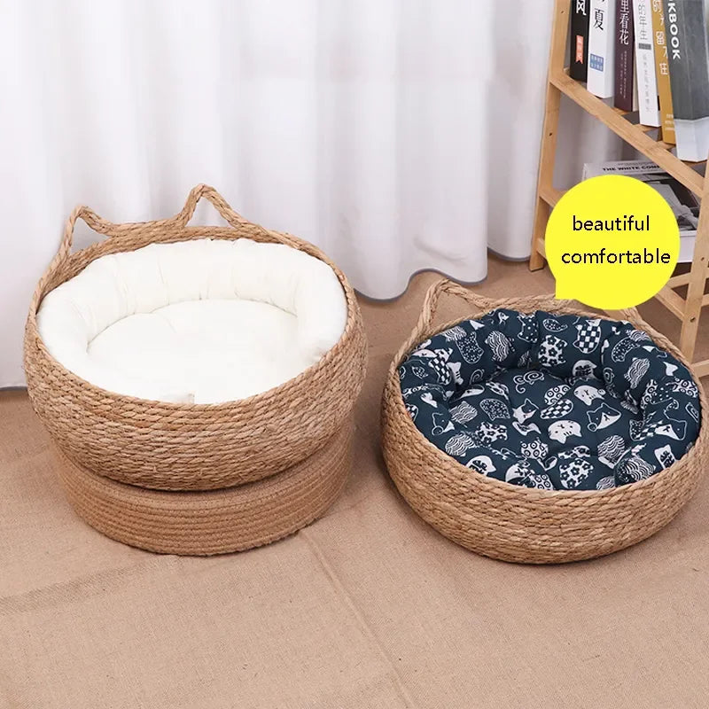 ne WovFour Seasons Universal Pure Handmade Vien Cat Nest Seasonal Warmth Pad Detachable Washable Winter Pet Supplies Accessories
