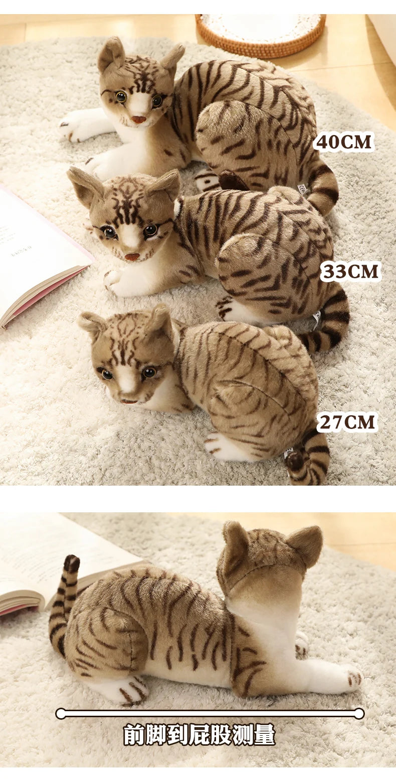 27/33/40CM Realistic Cartoon Simulation Cat Plush Toy Children's Soothing Companion Sleeping Flower Cat Doll Christmas Gifts