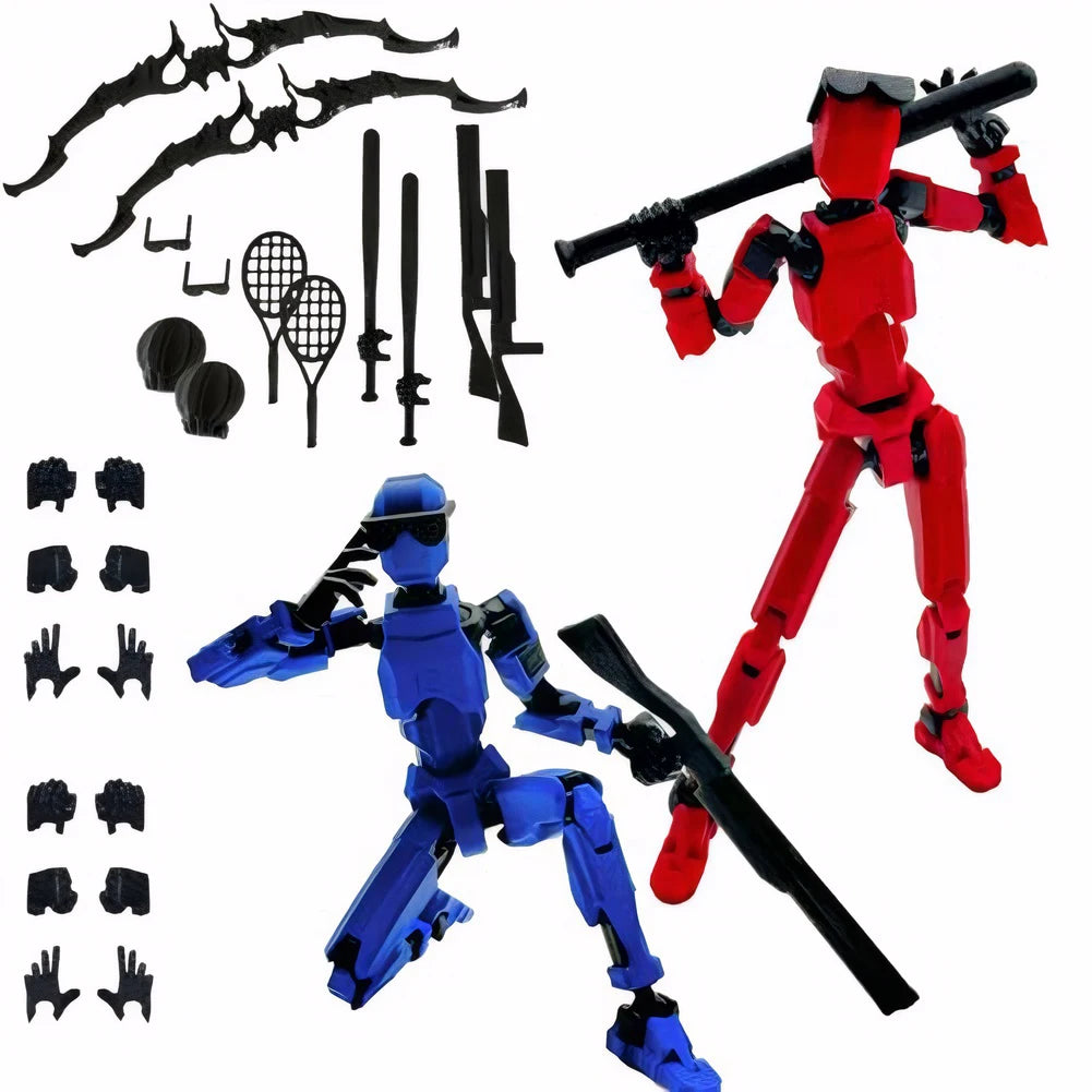 T13 3D Printed Action Figure with Multiple Accessories Full Body Mechanical Movable Toy Assembly Completed Action Figure Dummy