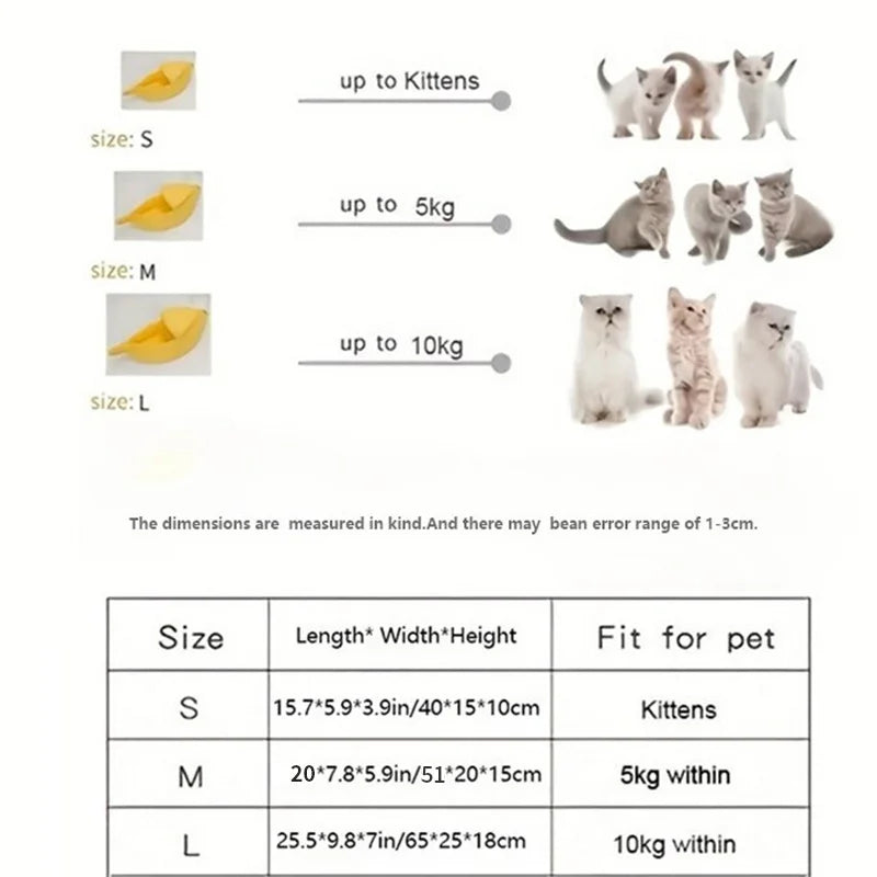 Banana Cat Bed House Funny Cute Cozy Cat Mat Beds Durable Warm Portable Pet Basket Kennel Dog Cushion Cat Supplies Multicolor