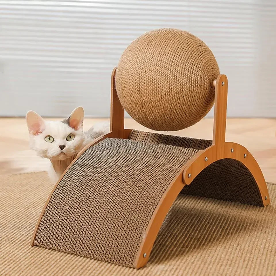 cratcisal Sh Board Wear-Resistant GriWooden Cat Scratching Ball 2 In 1 Cat Scratcher Snding Paw Toy Solid Wood Scraper for Cats