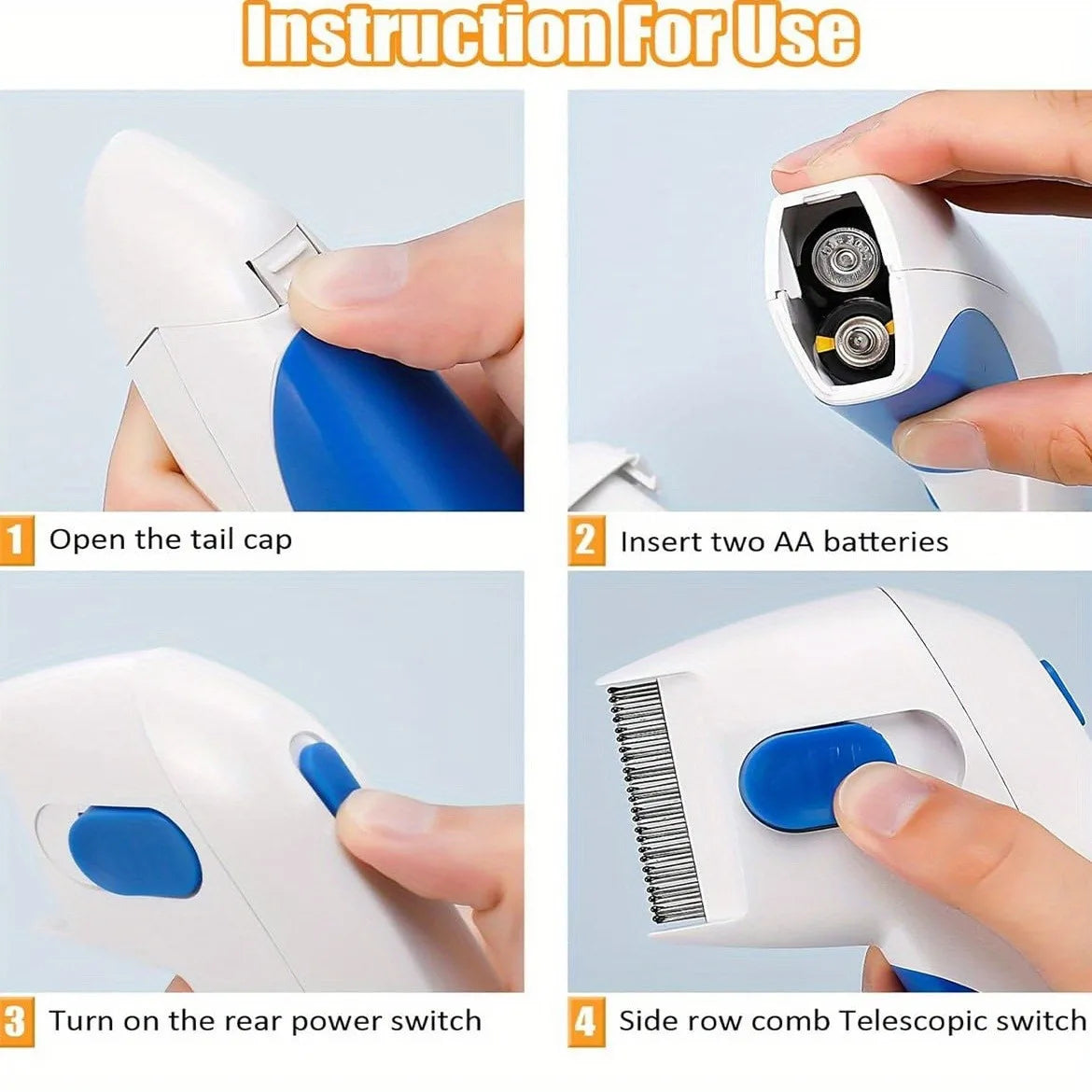 Electronic Flea Comb for Dogs & Cats – Lice, Flea & Egg Remover for Pets