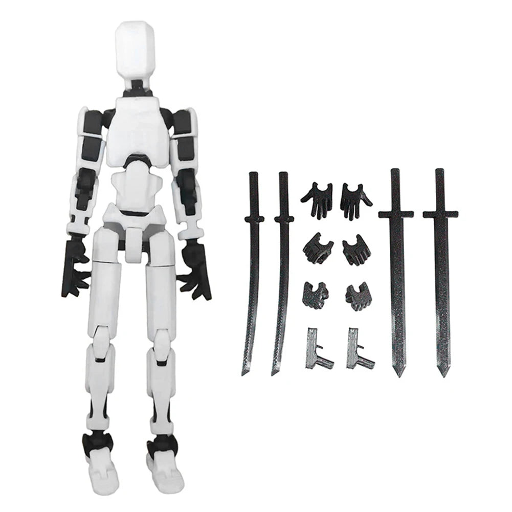 T13 3D Printed Action Figure with Multiple Accessories Full Body Mechanical Movable Toy Assembly Completed Action Figure Dummy