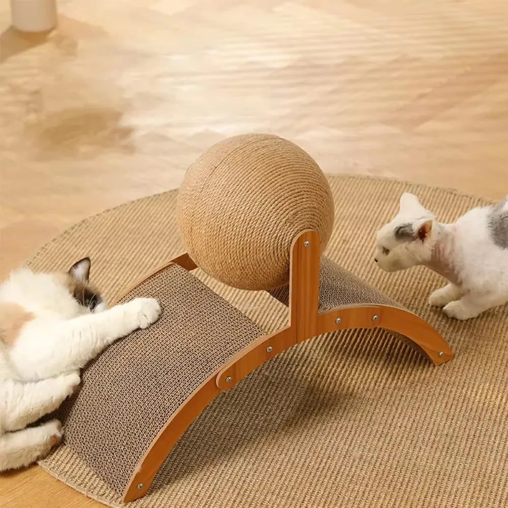 cratcisal Sh Board Wear-Resistant GriWooden Cat Scratching Ball 2 In 1 Cat Scratcher Snding Paw Toy Solid Wood Scraper for Cats