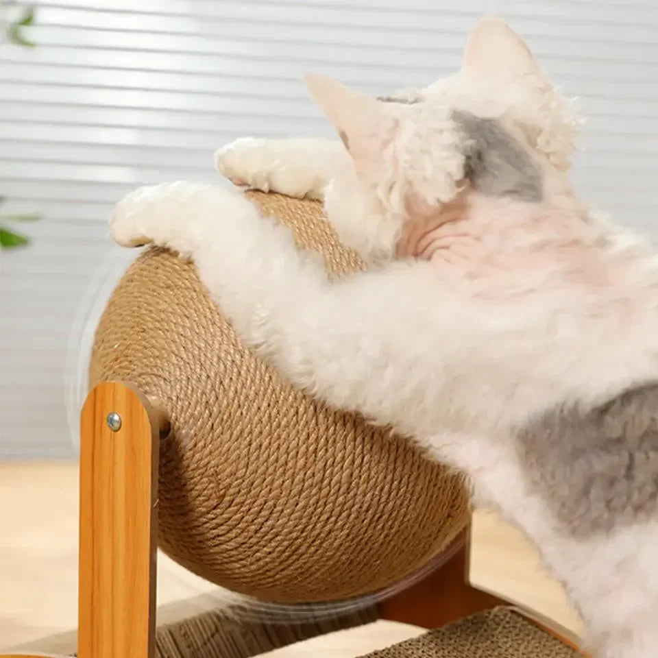 cratcisal Sh Board Wear-Resistant GriWooden Cat Scratching Ball 2 In 1 Cat Scratcher Snding Paw Toy Solid Wood Scraper for Cats