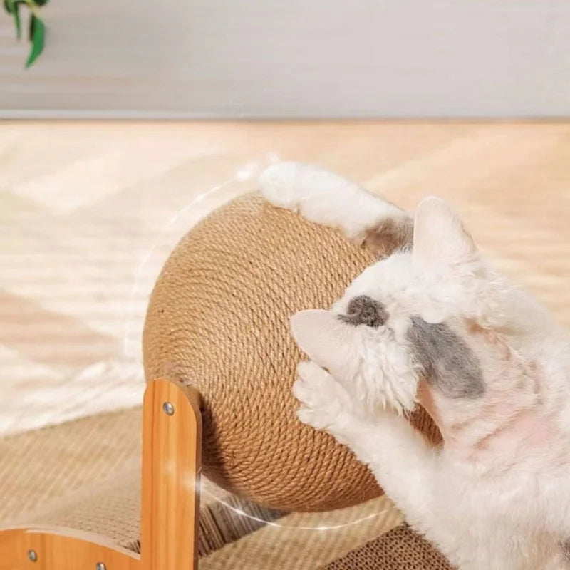 cratcisal Sh Board Wear-Resistant GriWooden Cat Scratching Ball 2 In 1 Cat Scratcher Snding Paw Toy Solid Wood Scraper for Cats