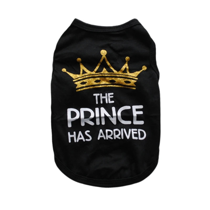 Summer Pet T-shirt Puppy Dog Clothes Crown Princess Letter Printed Cat Vest Cotton T Shirt Pug Chihuahua Costumes for Small Dogs
