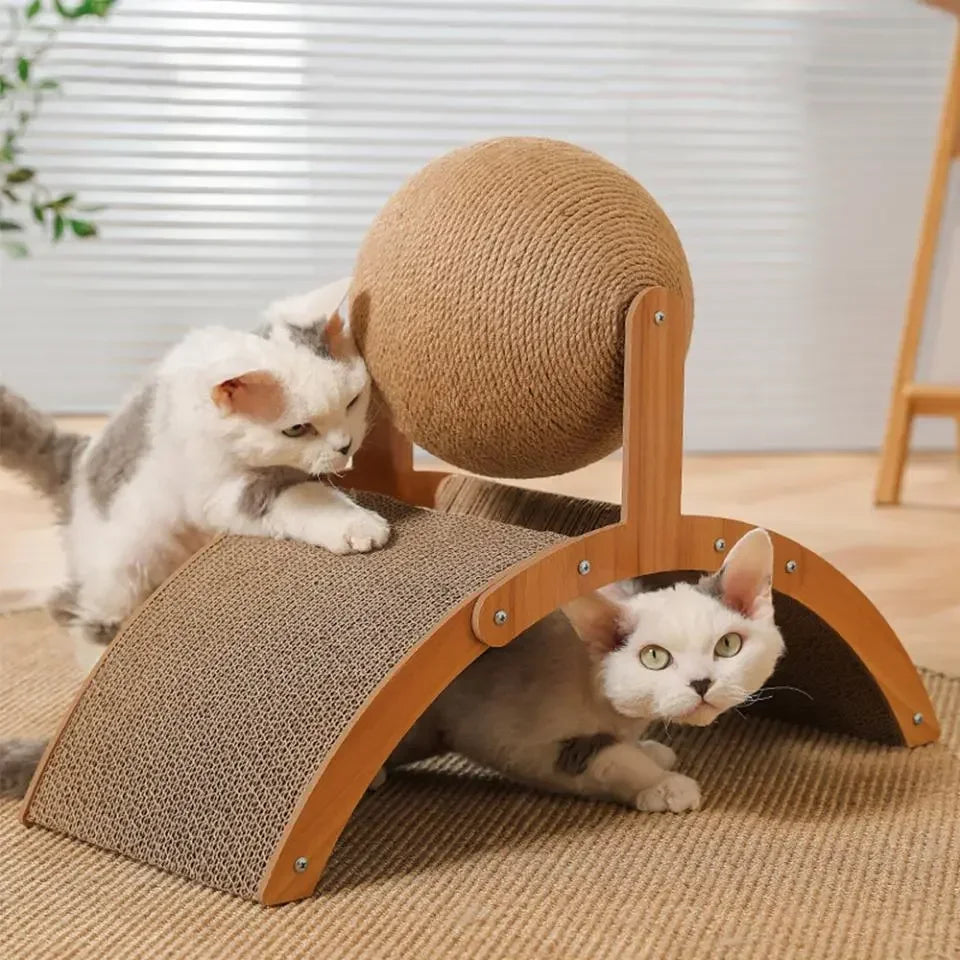 cratcisal Sh Board Wear-Resistant GriWooden Cat Scratching Ball 2 In 1 Cat Scratcher Snding Paw Toy Solid Wood Scraper for Cats