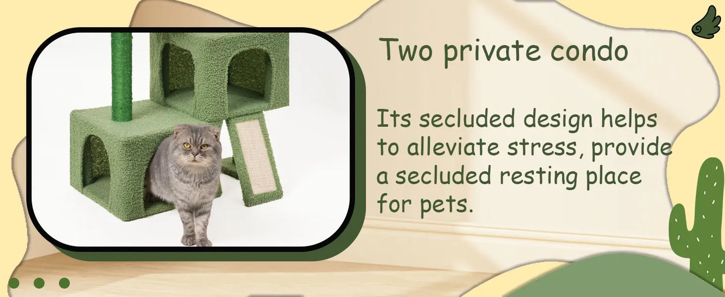 Cat Tree ,Tower wiCats, All-in-One Act Center with Cat Scratching Post Cozy Sleepth Twin Cat Condos for Indoor ivity
