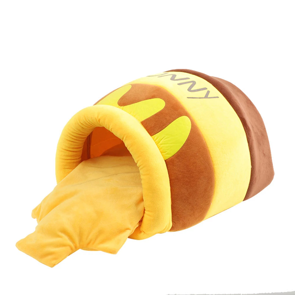 Cat Bed House Removable Plush Mat Cats Four Seasons Cushioen Baskt Honey Jar Shape Machine Washable Pet Accessories