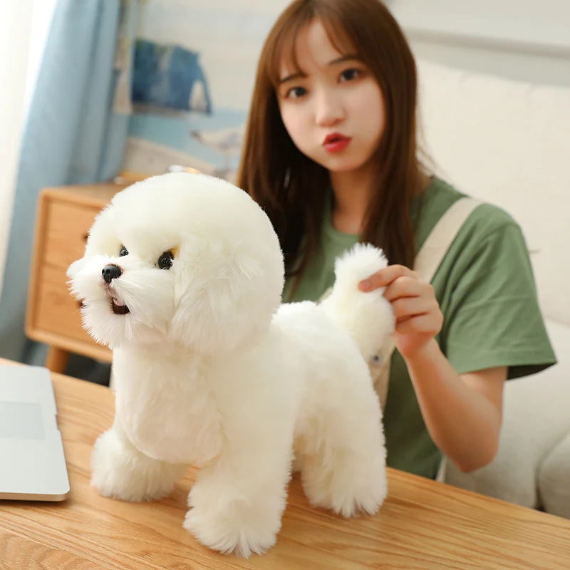 Simulation Bichon Frise Plush dog Toy Super Cute Likelife Pomeranian Stuffed Animals Birthday Puppy Pets toys for pet lovers
