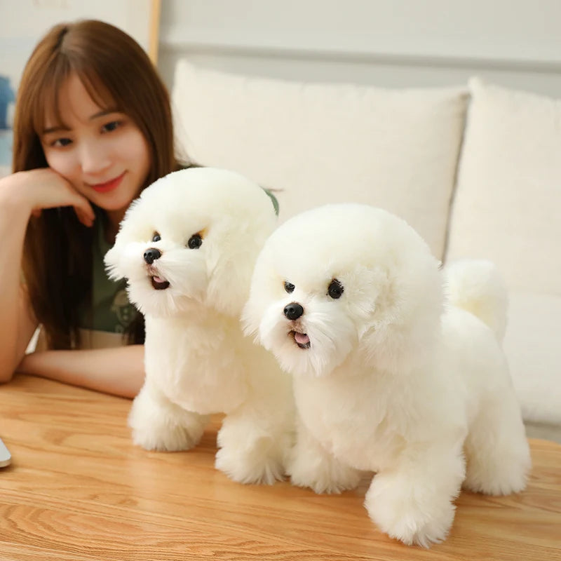 Simulation Bichon Frise Plush dog Toy Super Cute Likelife Pomeranian Stuffed Animals Birthday Puppy Pets toys for pet lovers