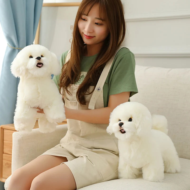 Simulation Bichon Frise Plush dog Toy Super Cute Likelife Pomeranian Stuffed Animals Birthday Puppy Pets toys for pet lovers