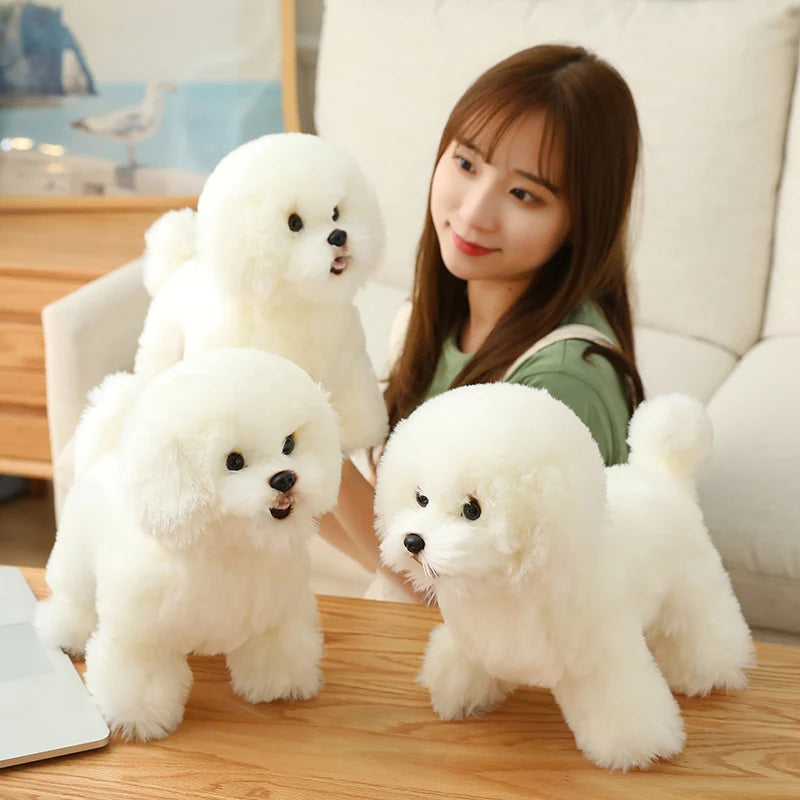 Simulation Bichon Frise Plush dog Toy Super Cute Likelife Pomeranian Stuffed Animals Birthday Puppy Pets toys for pet lovers