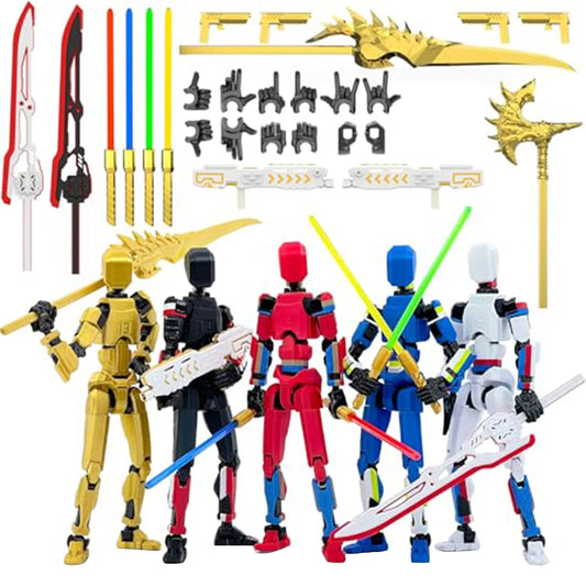 T13 3D Printed Action Figure with Multiple Accessories Full Body Mechanical Movable Toy Assembly Completed Action Figure Dummy