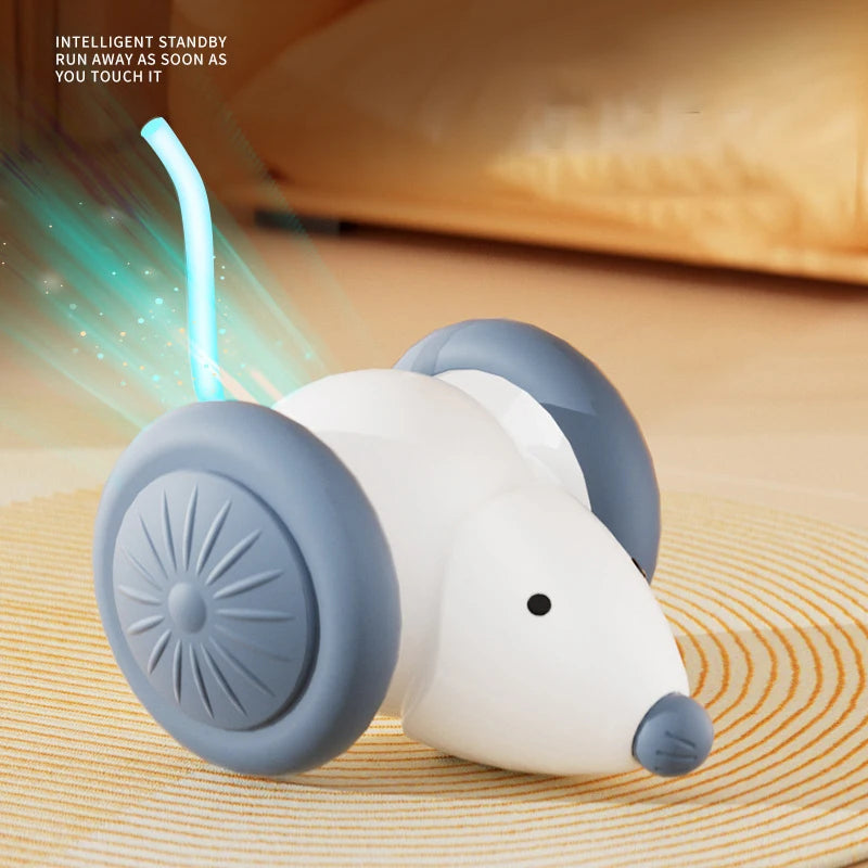 Inetlligent Electric Mouse Cat Toy for Interactive Playtime with Obstacle Avoidance Silent Charging 1.5H Battery Life