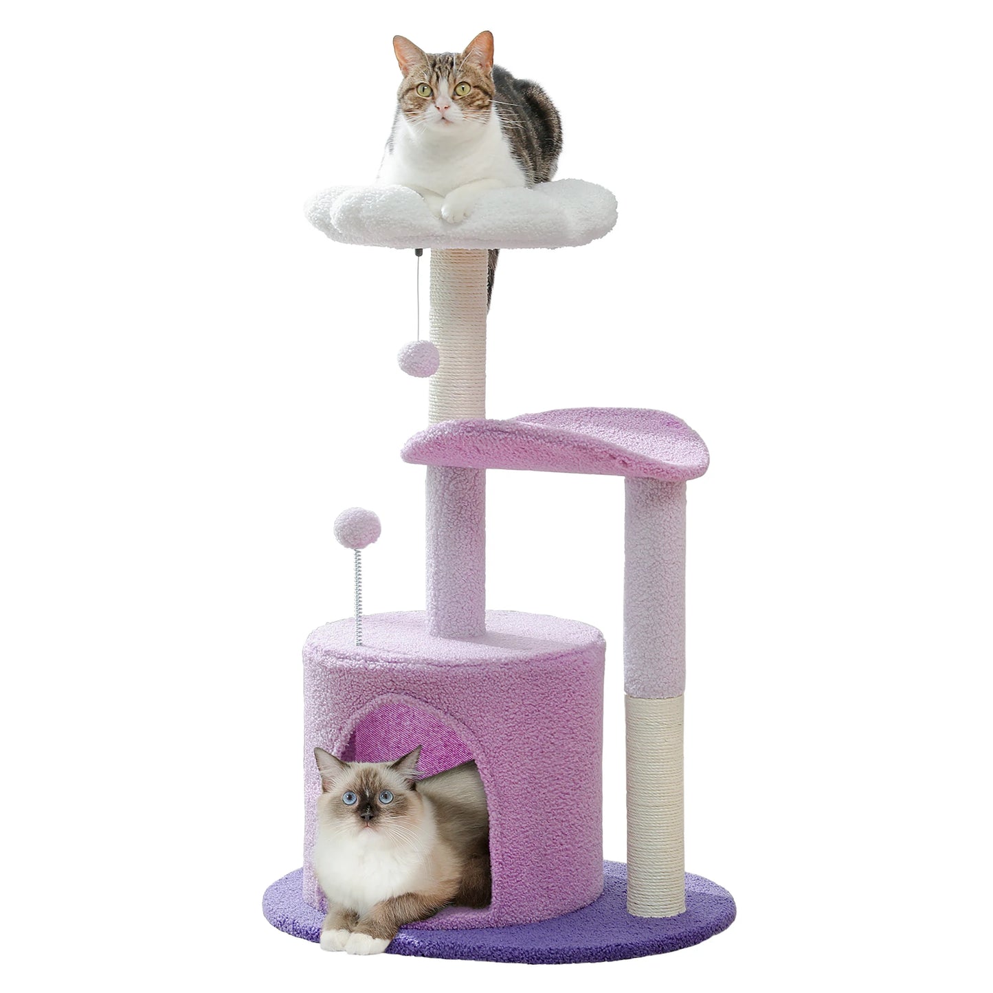 Cactus Cat Tree with Curved Perch Cozy Cat Condo Small Cat Tower with Removable Top Bed Cat Scratching Post for Indoor Cat Toys