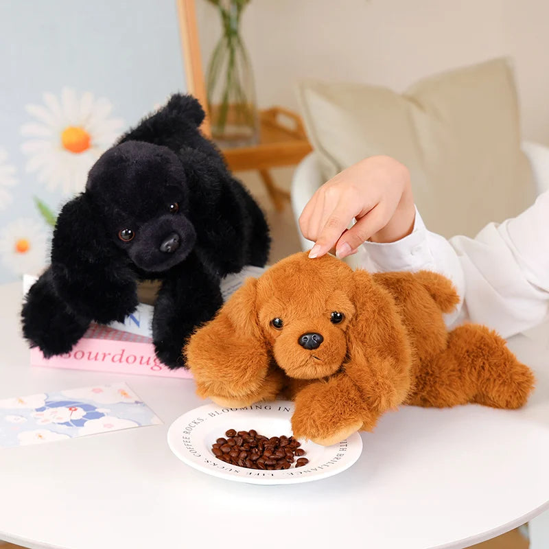 1Pc 30CM Cute Lying Dog Plush Toys Kawaii Pillow Stuffed Soft Black Puppy Dolls Lovely Dolls Birthday Gift