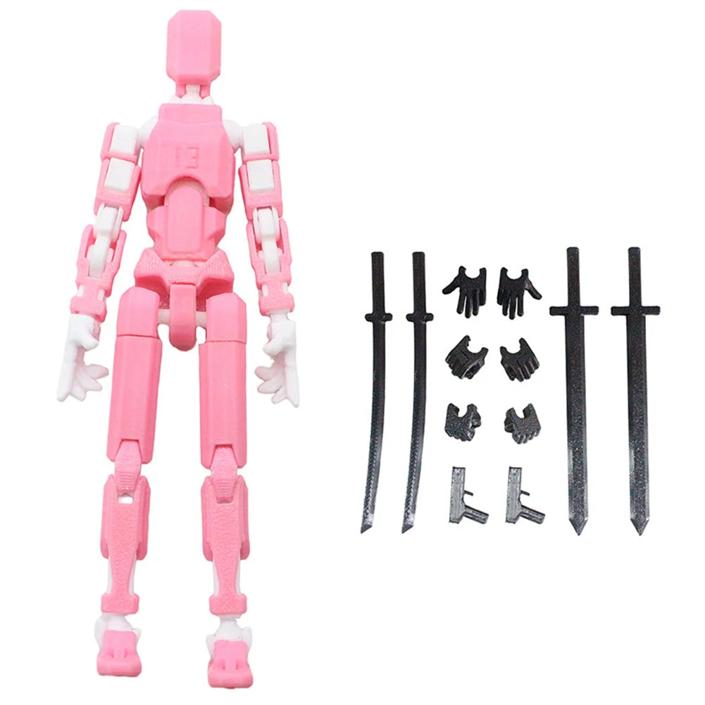 T13 3D Printed Action Figure with Multiple Accessories Full Body Mechanical Movable Toy Assembly Completed Action Figure Dummy