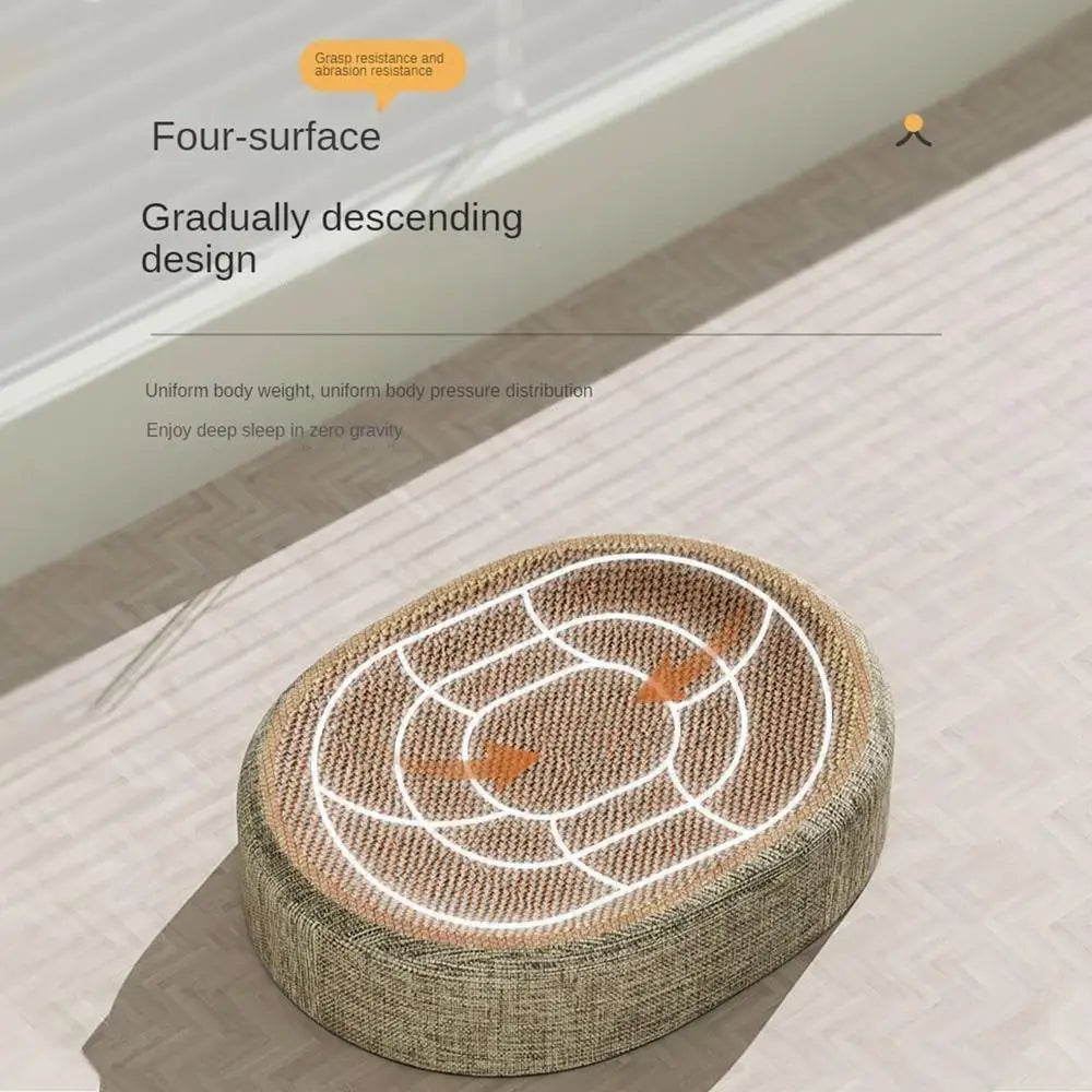Oval Shape Scratch Pad For Cats sisal Scratching Cat Bed Multifunctional Pet Sleeping Mat Cat Scratch Bed For Cats To Rest