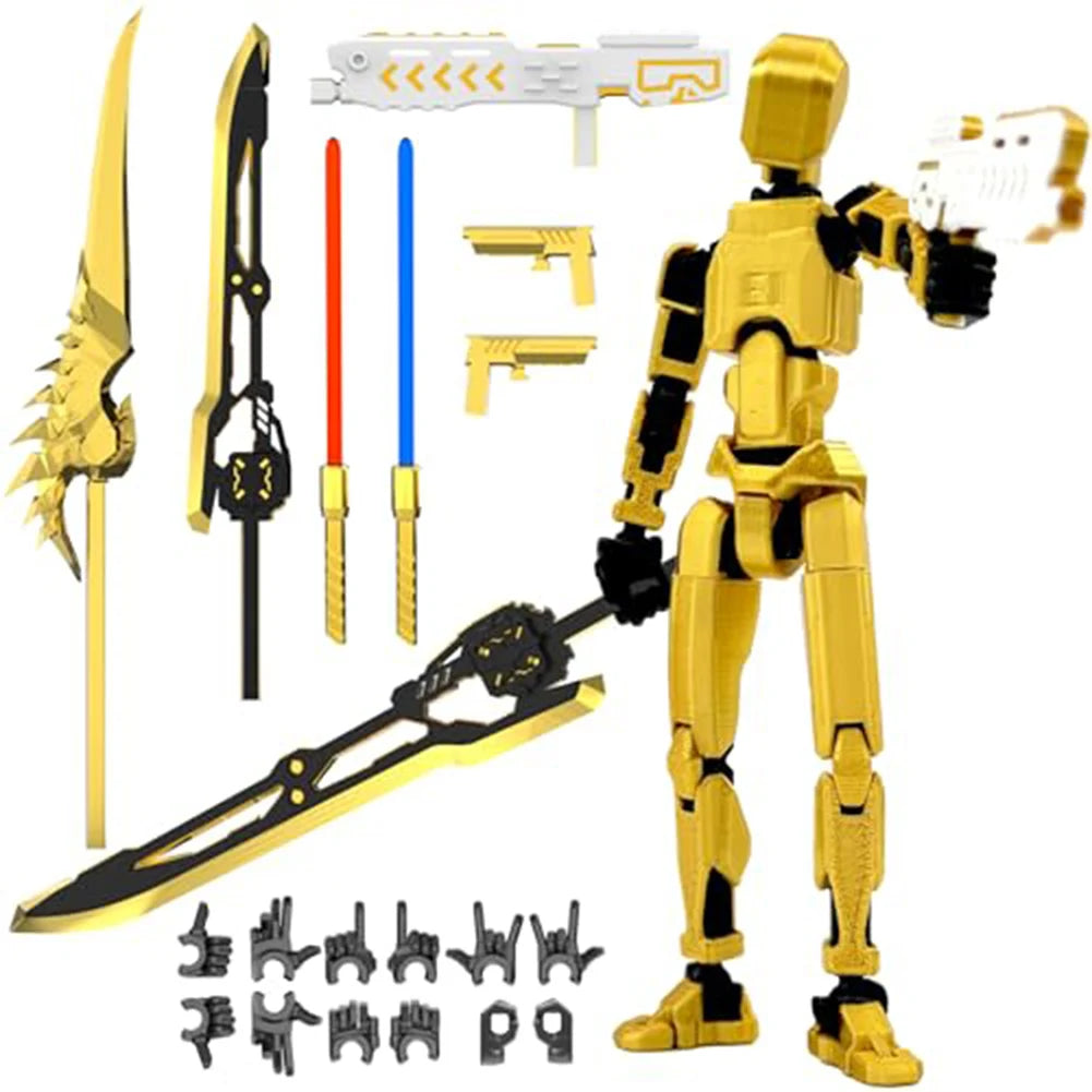 T13 3D Printed Action Figure with Multiple Accessories Full Body Mechanical Movable Toy Assembly Completed Action Figure Dummy