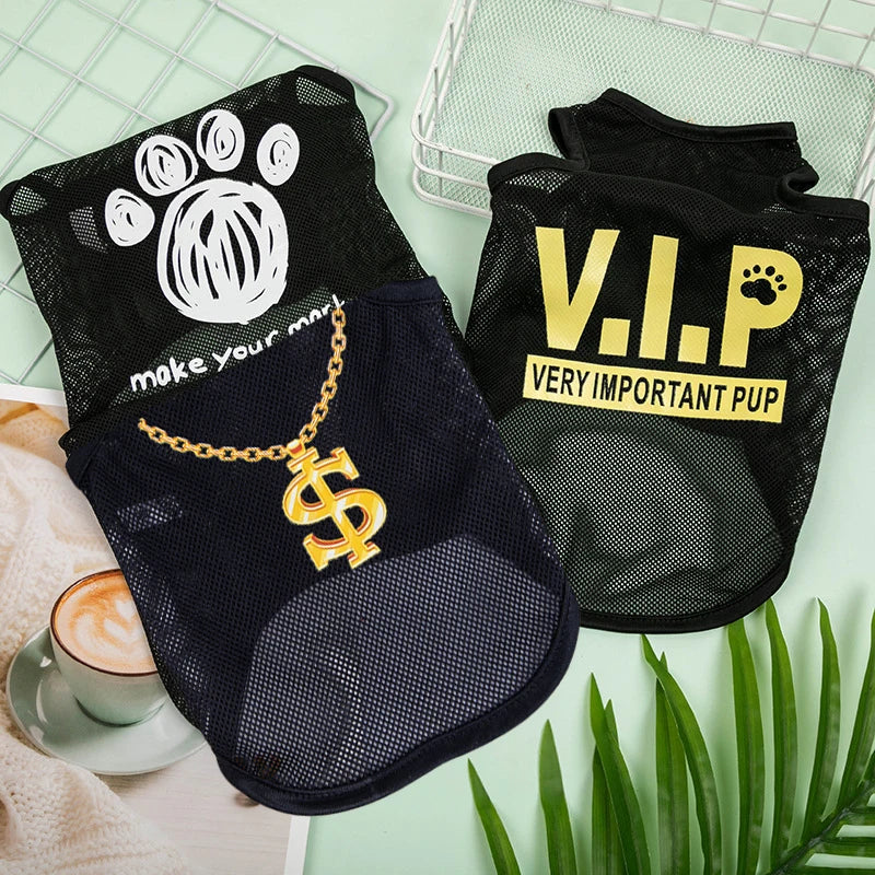 Ultrathin Vest Summer Dog Clothes For Small Dogs Cats Chihuahua T Shirt Breathable Mesh Funny Cute Pets Costumes For Puppy Coat